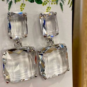Crystal Drop Statement Earrings - Clear